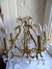 French Gorgeous Bronze - Brass Crystal Brid Cage Chandelier 5 Lighting Vintage