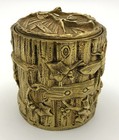 Antique French Art Nouveau Gilt Bronze Tobacco Jar Pot Naturalistic Decor 19th C