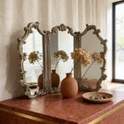 French Antique Silver Vanity Mirror Ornate Tri Fold Dressing Table Mirror
