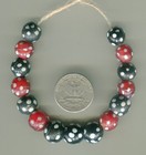 African Trade Beads Vintage Antique Venetian Old Glass Beads Black Red Skunk Eye