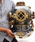 18  Antique Finish Brass Scuba Maritime U s Navy Mark V Divers Diving Helmet