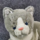 Vintage Gray Cat Plush Shorthair Kitty Kitten Pink Nose Blue Eyes Stuffed Animal