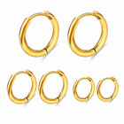 Gold Plated Stainless Steel Huggie Hoop Earrings Unisex Fashion Jewelry Gift