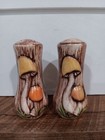 Vintage Retro 70s Ceramic Mushroom Salt   Pepper Shaker Set Groovy Hippie Read