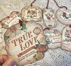Valentine Vintage Style  Romantic  Linen  Cardstock   Hang Tags Set Of 8