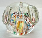 Art Glass Millefiori Elephant Paperweight Trunk Up Foil Tag Lenwile Ardalt