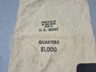 Vintage Us Mint Bank Money Bag Quarters  1000 Canvas Cloth Sack