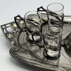 Antique Art Nouveau Wmf Liqueur Set Decanter Glasses Tray Silverplate