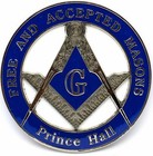 Masonic 3  Free And Accepted Masons Prince Hall Car Emblem Blue   Silver Dmce12