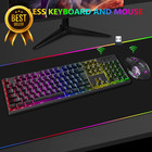 Wireless Rgb Gaming Keyboard Mouse Rechargeable Backlit Mechanical Feel Combo