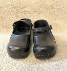 Dansko Marcelle Mary Jane Clogs Shoes Black Leather Wedge Women   s Size 8