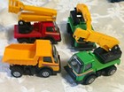 Lot Of 4 Plastic Construction Vehicles Dump Truck Crane Excavator Yellow green