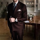 Chic Pinstripe Men s Suits 2 Pieces Set Formal Double Breasted Peak Lapel Suit