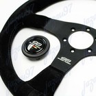 14  Mugen Style Racing Black Stitching Suede Sport Steering Wheel W Horn Button