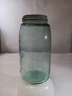 1890s Antique Ball Script Mason s Patent 1858 Aqua Green Quart Canning Fruit Jar