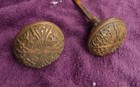 Antique Aesthetic Movement Bronze Door Knobs - Ornate Floral Scroll 2-3 16 