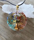 Gold Ankh Pendant  Orgone Chakra Crystal Necklace With Ankh Protection Mandala