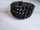 Antique Victorian Jet Black Glass Mourning Wrap Bracelet