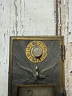 Vtg Post Office Mailbox Door Coin Bank Eagle Brass Combination Glass Front Key