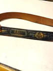 Vintage Freemason Tooled Leather Belt W brass Buckle Sz 40   Tall Cedars Lebanon