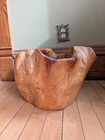 Hand Carved Burl  Wood Decorative Bowl With Natural Organic Shape  9in X 15in