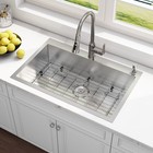 Quikore 33x22 Drop In Topmount Kitchen Sink 16 Gauge Stainless Steel With Grid