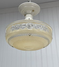 Restored Vtg Semi Flush Mount Glass Ceiling Light Art Deco 1920s 1930 1940 Gold