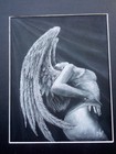 Falling Angel Original 8x10 Charcoal On Black Paper Drawing By Carl Lang 1 Of 1