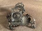 Vtg 1900 s Art Nouveau Solid Brass Ornate Footed Inkwell Desk Set W  Glass  lid