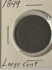 1849 Large Cent Braided Hair Antique Original Coin In Very Nice Condition