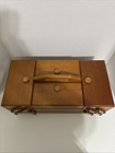 Vintage Wooden 3 Tier Accordion Sewing Box Basket W feet Made In Romania