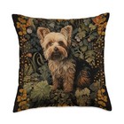 Yorkie In A Vintage William Morris Style Garden Throw Pillow 18x18
