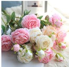 3 Heads Silk Peony Artificial Flowers Wedding Bouquet Home Party Outdoor Decor
