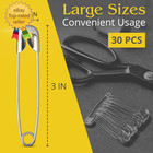 30 Pack Extra Large Safety Pins 3 Inch - Safety Pins For Sewing  Durable Stainle