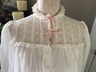 Victorian Edwardian Vintage White Cotton Nightgown Nightdress High Neck Lace
