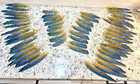  56  Gorgeous Macaw Primary Flight Wing Feathers -blue  Teal  Gold  Black 12 -7 