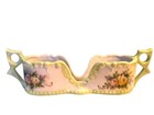 Vintage Hand Painted  Signed Porcelain Spoon Rest Spooner  Rose Floral Victorian