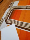 Awesome Rare Vintage Mid Century Retro 70s 60s Org Brn Rectangle Wave Sml Fabric