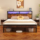 Bed Frame Full queen king Size With 2-tier Storage And Led Lights Headboard