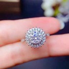 2 30ct Round Real Moissanite Snowflake Engagement Ring 14k White Gold Plated