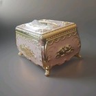 Ornate Gold And Pink Tissue Box Holder With Rose Design