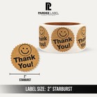 Thank You Stickers- Natural Kraft Paper 2  Circle - 250 Labels Per Roll
