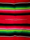 1980 Vintage Red Mexican Serape Sarape Saltillo Woven Blanket Poncho Shawl 72x50