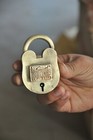 2 Pc Vintage Brass Handcrafted Push Button Taj Mahal Brand Handcrafted Padlocks