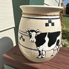 Marshall Pottery Stoneware Crock Hand Painted Dairy Milk Cow Farmhouse Vintage