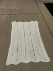 Vintage Crochet Granny Afghan Blanket Throw Zig Zag Chevron Cream White 46   x 66   