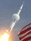 Nasa Apollo 11 - Classic Rocket Photo With The Us Flag - 20x24