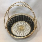 Vintage Black   Gold Woven Bread Basket