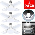 3-pack E27 Led Garage Light Bulb Deformable Ceiling Fixture Lights Workshop Lamp