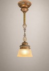 Art Deco Pendant Light  Vintage Hanging Lamp With Ribbed Glass Shade